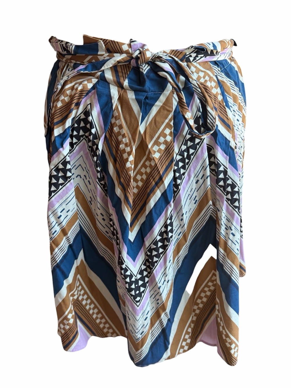 Eloquii Chevron Print Tie-Waist Sarong — Blue, Brown & Lavender